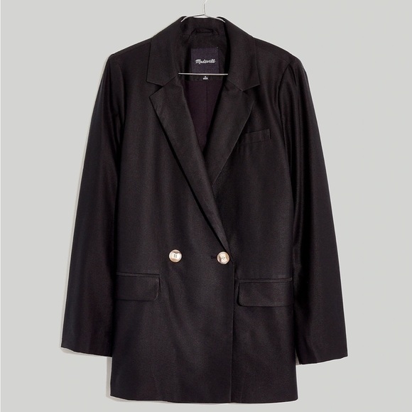 Madewell Caldwell Double Breasted Blazer Two Button Edition MD254 Black XS - Picture 4 of 9